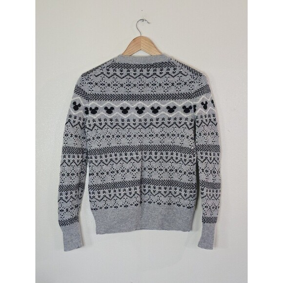Uniqlo Disney Crewneck Gray Stripe Sweater Wool Mickey Mouse Print Size XS - Picture 8 of 10